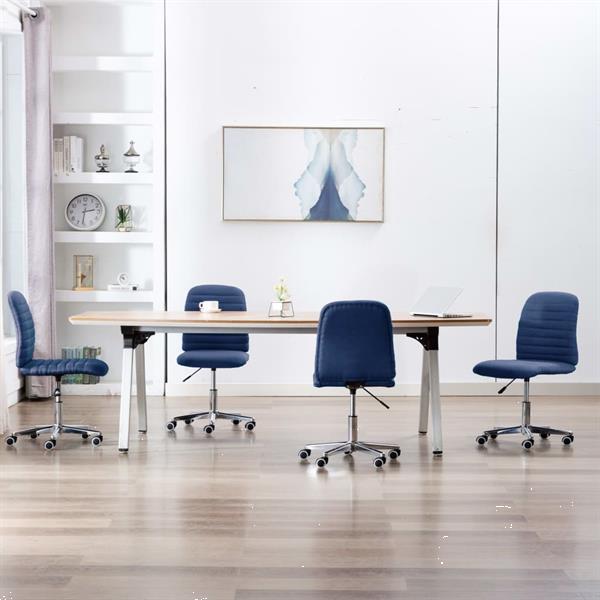 Grote foto vidaxl chaises de salle manger 4 pcs bleu tissu huis en inrichting stoelen