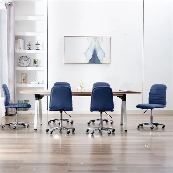 Grote foto vidaxl chaises de salle manger 6 pcs bleu tissu huis en inrichting stoelen