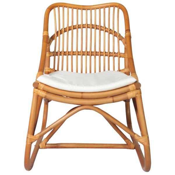 Grote foto vidaxl chaise en rotin marron clair lin huis en inrichting stoelen