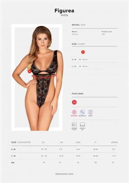 Grote foto figurea kanten stringbody zwart erotiek kleding
