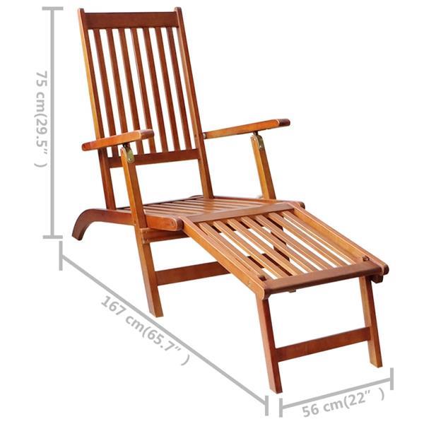 Grote foto vidaxl chaise de terrasse avec repose pied et coussin acacia tuin en terras tuinmeubelen