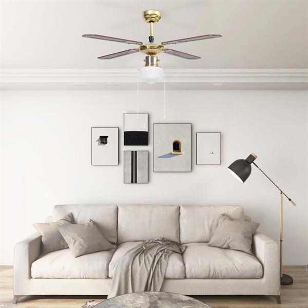 Grote foto vidaxl plafondventilator met lamp 106 cm bruin witgoed en apparatuur ventilatoren en airco