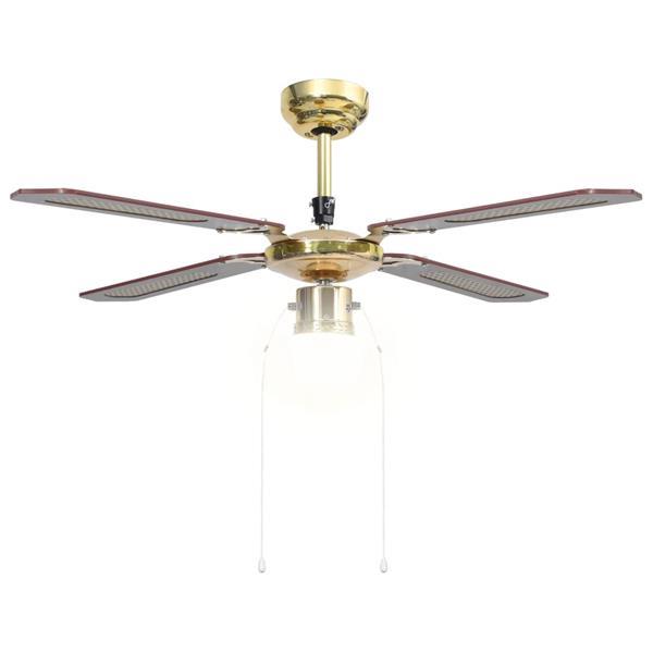Grote foto vidaxl plafondventilator met lamp 106 cm bruin witgoed en apparatuur ventilatoren en airco