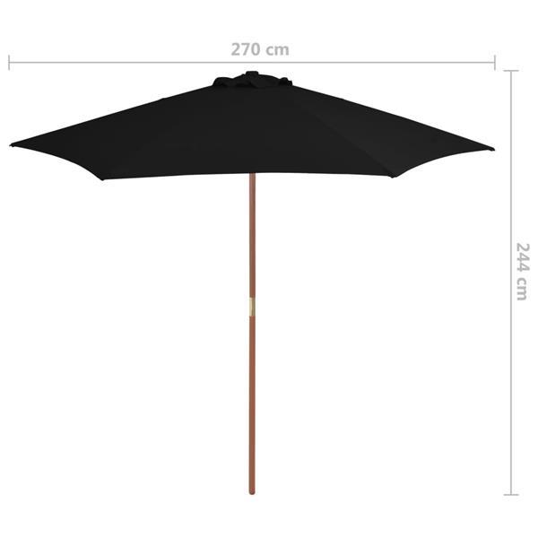 Grote foto vidaxl parasol d ext rieur avec m t en bois noir 270 cm tuin en terras overige tuin en terras