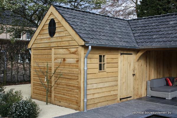 Grote foto eiken poolhouse tuin en terras veranda en overkappingen