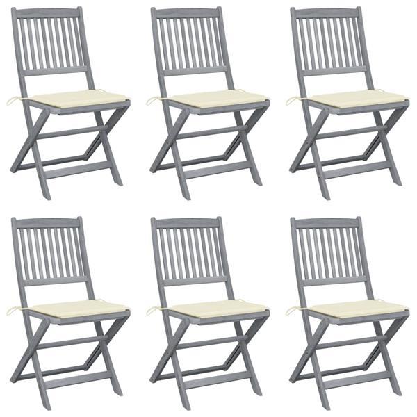 Grote foto vidaxl chaises pliables d ext rieur 6 pcs avec coussins bois tuin en terras tuinmeubelen