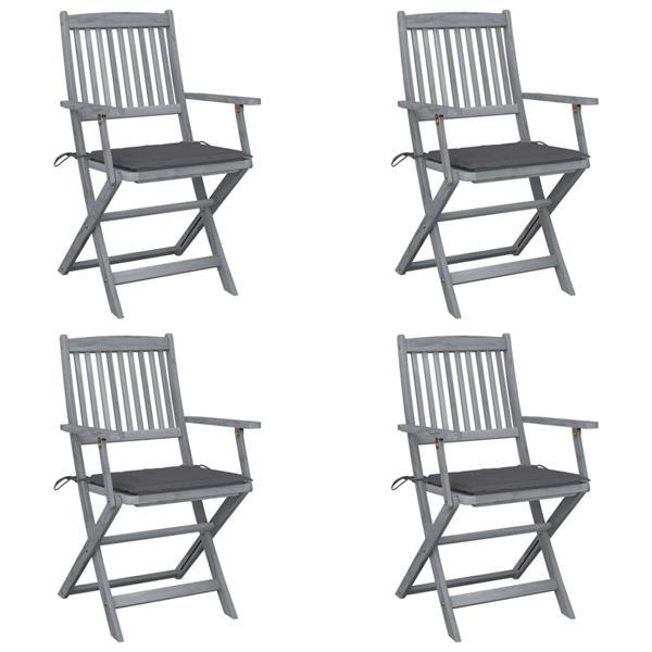 Grote foto vidaxl chaises pliables d ext rieur 4 pcs avec coussins bois tuin en terras tuinmeubelen