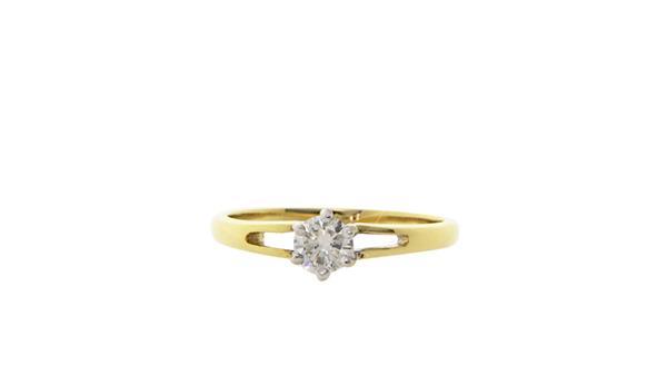 Grote foto gouden solitair ring met diamant 0.30crt. 18 krt kleding dames sieraden