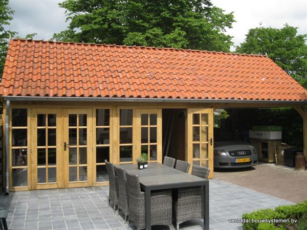 Grote foto stijlvolle eiken bijgebouw op maat gemaakt. tuin en terras tuinhuisjes en blokhutten