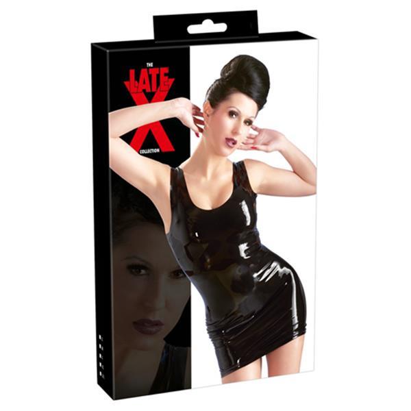 Grote foto latex mini jurk zwart erotiek kleding