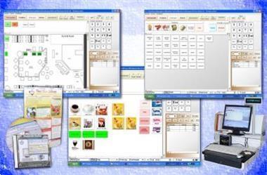 Grote foto compleet kassasysteem met kassasoftware computers en software desktop pc