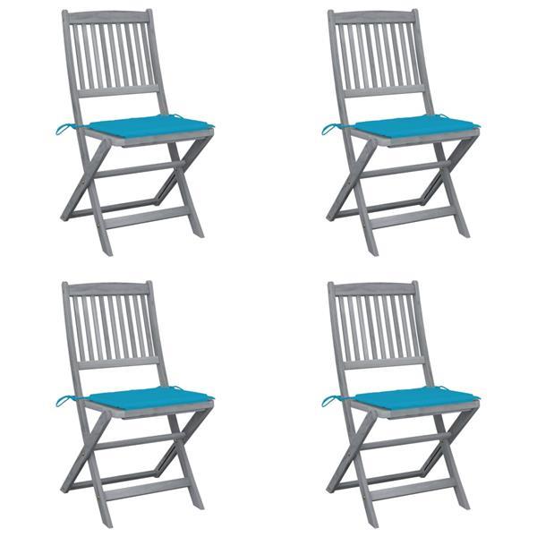 Grote foto vidaxl chaises pliables d ext rieur 4 pcs avec coussins bois tuin en terras tuinmeubelen
