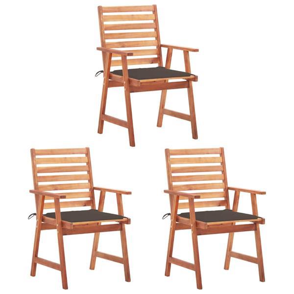 Grote foto vidaxl chaises d ner d ext rieur 3 pcs avec coussins acaci tuin en terras tuinmeubelen