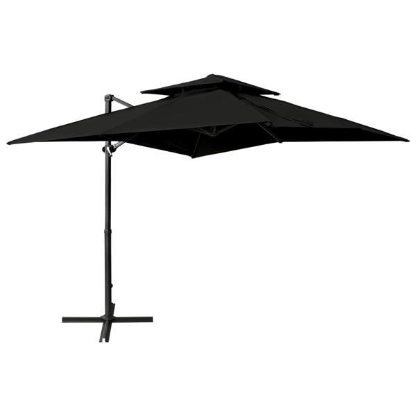 Grote foto vidaxl parasol d port double toit 250x250 cm noir tuin en terras overige tuin en terras