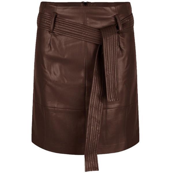 Grote foto bruine short belt pu skirt esqualo kleding dames jurken en rokken