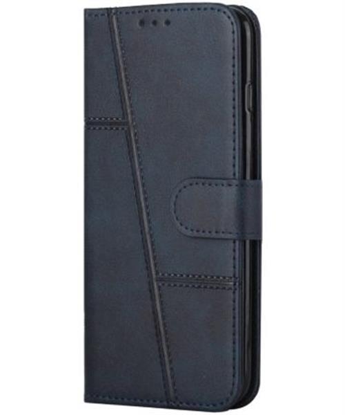 Grote foto samsung galaxy s22 hoesje wallet book case kunstleer blauw telecommunicatie mobieltjes