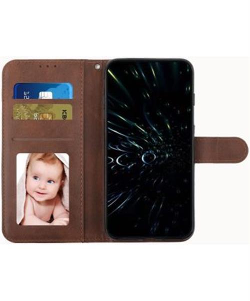 Grote foto samsung galaxy s22 hoesje wallet book case kunstleer bruin telecommunicatie mobieltjes