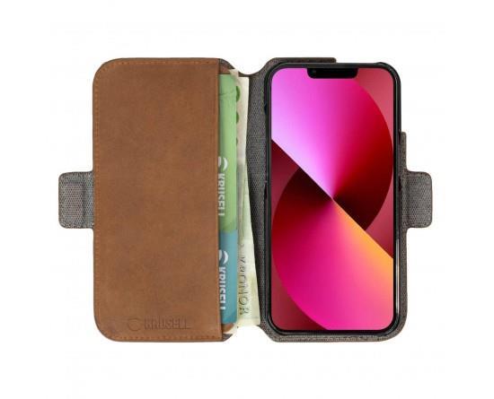 Grote foto krusell leather phone wallet apple iphone 13 cognac telecommunicatie mobieltjes