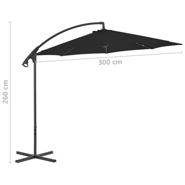 Grote foto vidaxl parasol d port avec m t en acier 300 cm noir tuin en terras overige tuin en terras