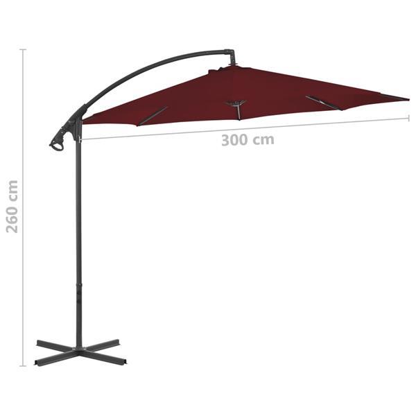 Grote foto vidaxl parasol d port avec m t en acier 300 cm rouge bordea tuin en terras overige tuin en terras