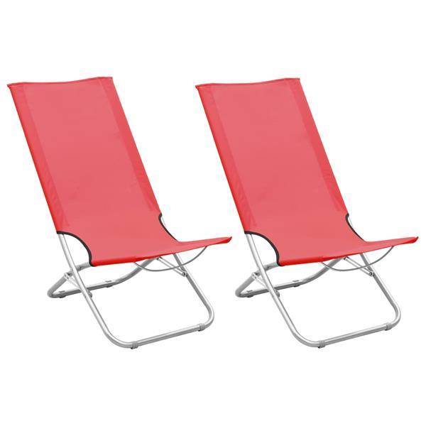 Grote foto vidaxl chaises de plage pliables 2 pcs rouge tissu tuin en terras tuinmeubelen
