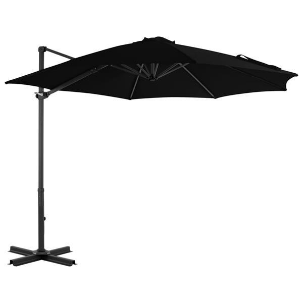Grote foto vidaxl parasol d port avec m t en aluminium noir 300 cm tuin en terras overige tuin en terras
