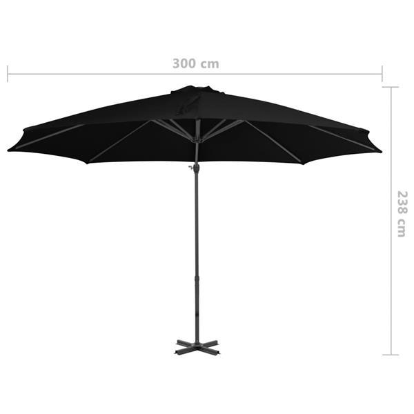Grote foto vidaxl parasol d port avec m t en aluminium noir 300 cm tuin en terras overige tuin en terras