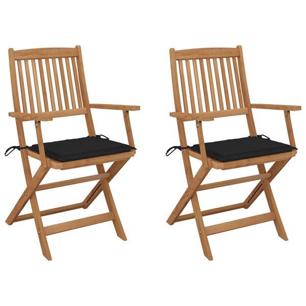 Grote foto vidaxl chaises pliables de jardin 2 pcs avec coussins bois d tuin en terras tuinmeubelen