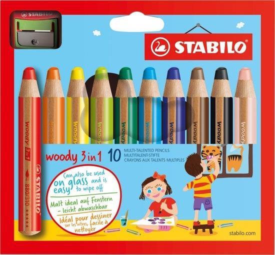 Grote foto potloden stabilo woody 3 in 1 10 stuks potloden stabilo woo zakelijke goederen kantoorartikelen