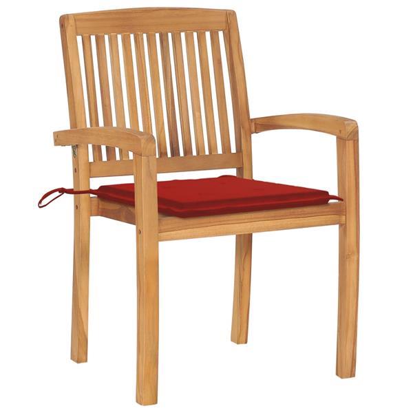 Grote foto vidaxl chaises de jardin 2 pcs avec coussins rouge bois de t tuin en terras tuinmeubelen