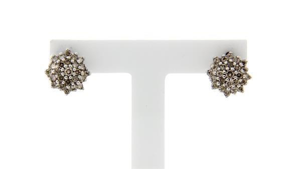 Grote foto witgouden entourage oorstekers met diamant 14 krt kleding dames sieraden