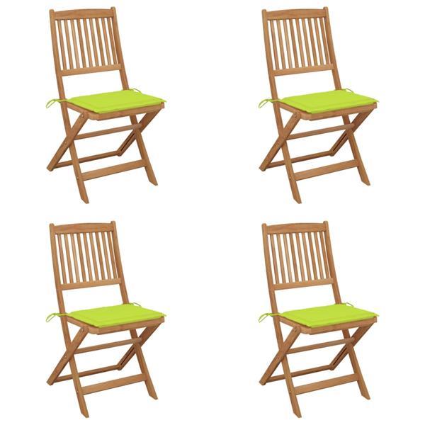 Grote foto vidaxl chaises pliables de jardin 4 pcs avec coussins bois d tuin en terras tuinmeubelen