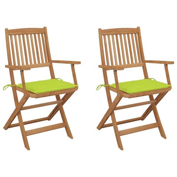 Grote foto vidaxl chaises pliables de jardin 2 pcs avec coussins bois d tuin en terras tuinmeubelen