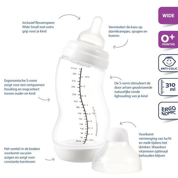 Grote foto difrax s fles breed transparant wit anti koliek 310m beauty en gezondheid baby en peuter verzorging
