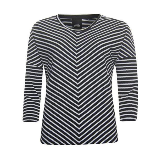 Grote foto zwarte sweater stripe poools kleding dames truien en vesten