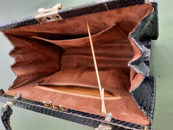 Grote foto klassieke vintage handtas in zwart slangenleder sieraden tassen en uiterlijk damestassen