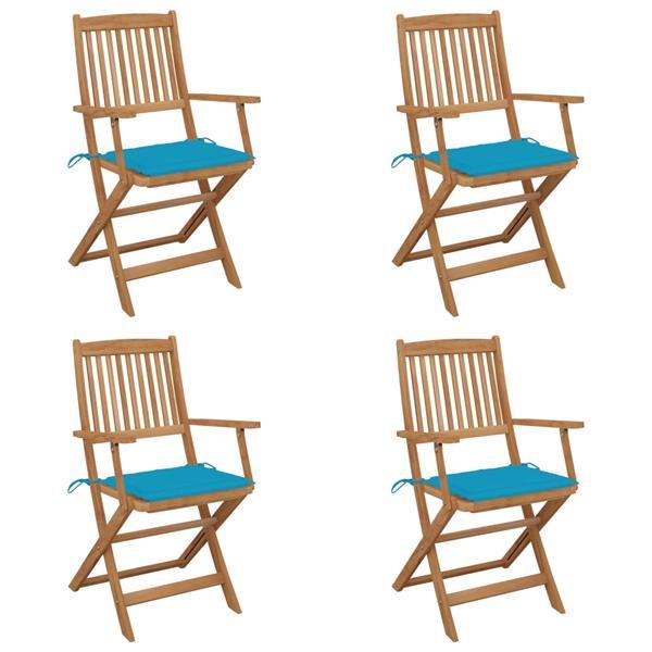 Grote foto vidaxl chaises pliables de jardin 4 pcs avec coussins bois d tuin en terras tuinmeubelen