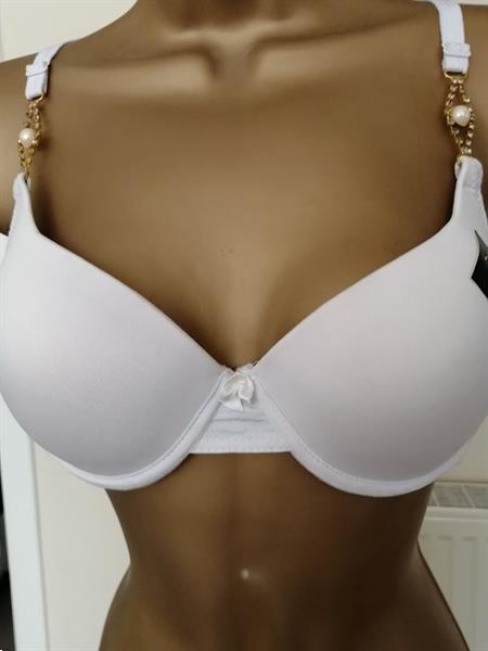 Grote foto chique witte bh met parels en strass b cups kleding dames ondergoed en lingerie