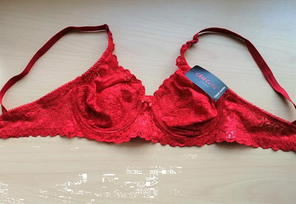 Grote foto chique bh in rode doorzichtige kant 75d kleding dames ondergoed en lingerie