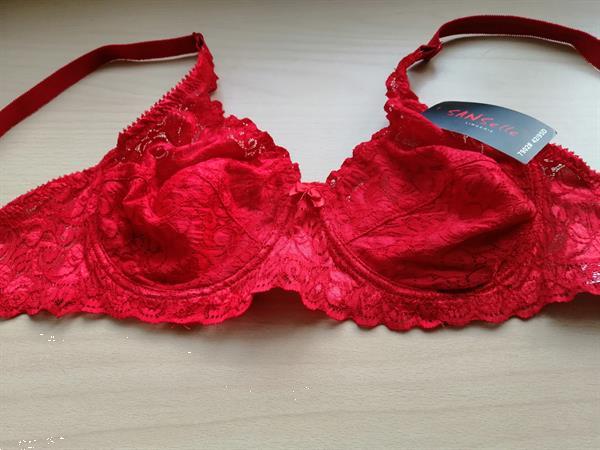 Grote foto chique bh in rode doorzichtige kant 75d kleding dames ondergoed en lingerie