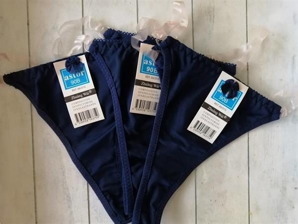 Grote foto marineblauwe string met transparante bandjes kleding dames ondergoed en lingerie
