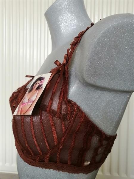 Grote foto chique doorzichtige hazelnoot bruine bh 85c kleding dames ondergoed en lingerie