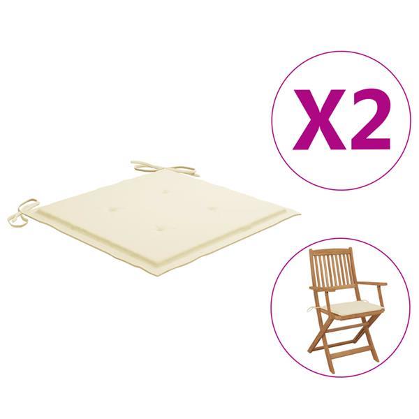 Grote foto vidaxl coussins de chaise de jardin 2 pcs cr me 40x40x3 cm t huis en inrichting woningdecoratie