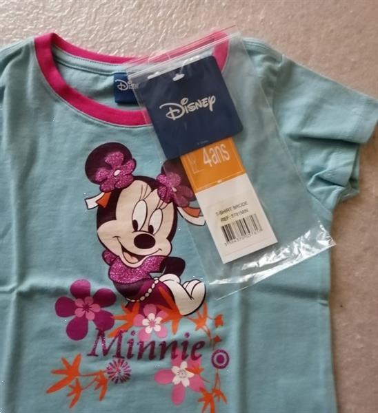 Grote foto anijsblauw t shirt met glitterprint minnie mouse kinderen en baby maat 104