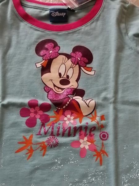 Grote foto anijsblauw t shirt met glitterprint minnie mouse kinderen en baby maat 104