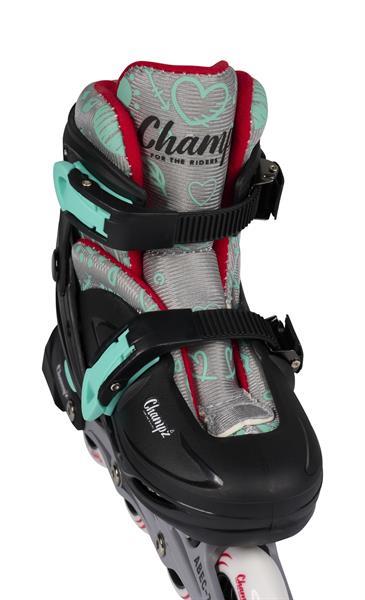 Grote foto champz inline skates zwart turquoise rood 34 37 kinderen en baby skelters