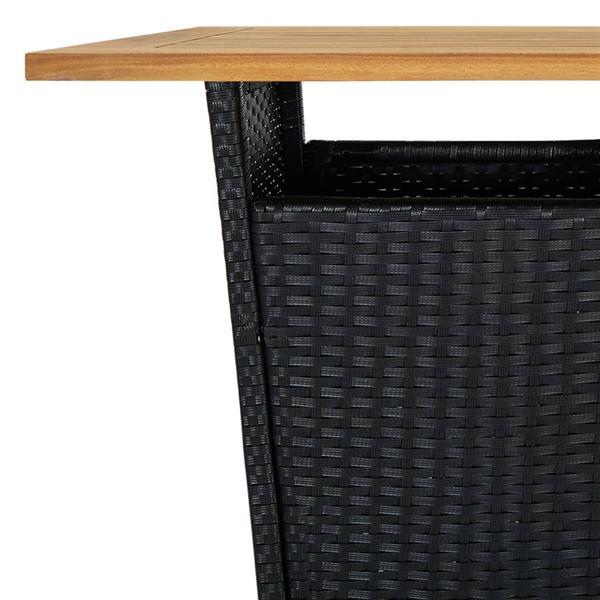 Grote foto vidaxl table de bar noir 60x60x110 cm r sine tress e et bois tuin en terras tuinmeubelen