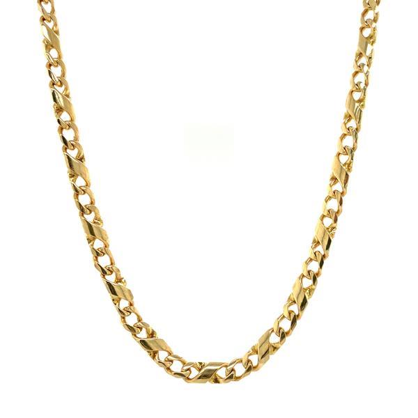 Grote foto gouden herencollier fantasie 52 cm 14 krt kleding dames sieraden