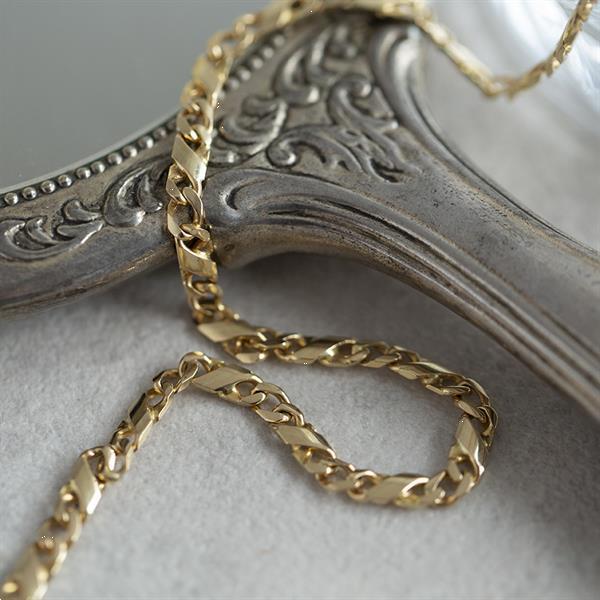Grote foto gouden herencollier fantasie 52 cm 14 krt kleding dames sieraden