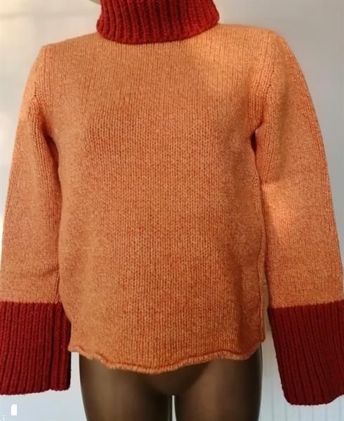 Grote foto zacht oranje gemeleerde coltrui van mexx kleding dames truien en vesten